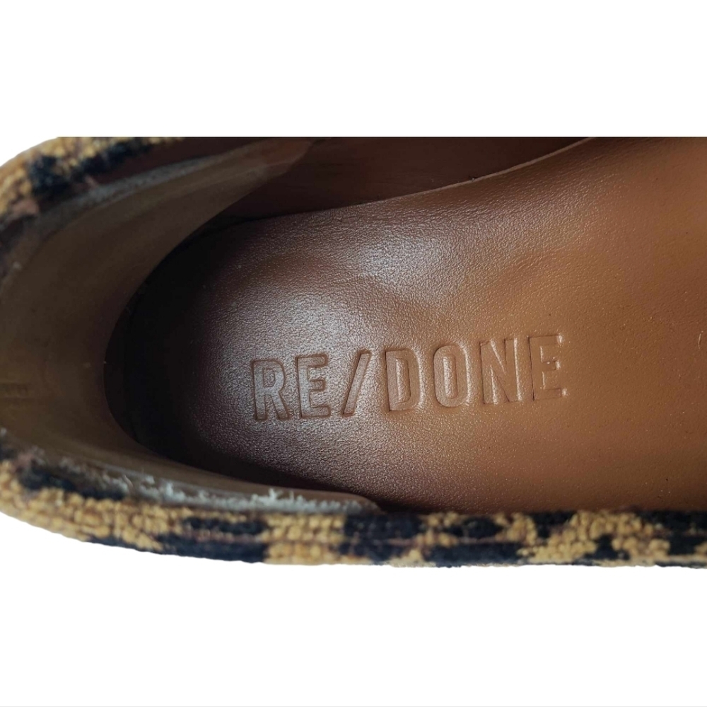 Re/Done 90s Women's Loafers SZ 37 Leopard Tapestry Slip-on Shoes - Picture 5 of 10